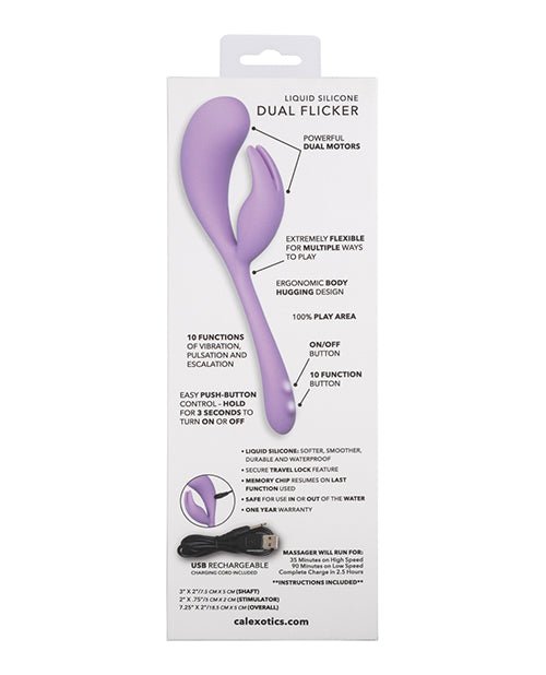 Elle Liquid Silicone Dual Flicker - Purple | Shop Lowest Prices at Funlove.com
