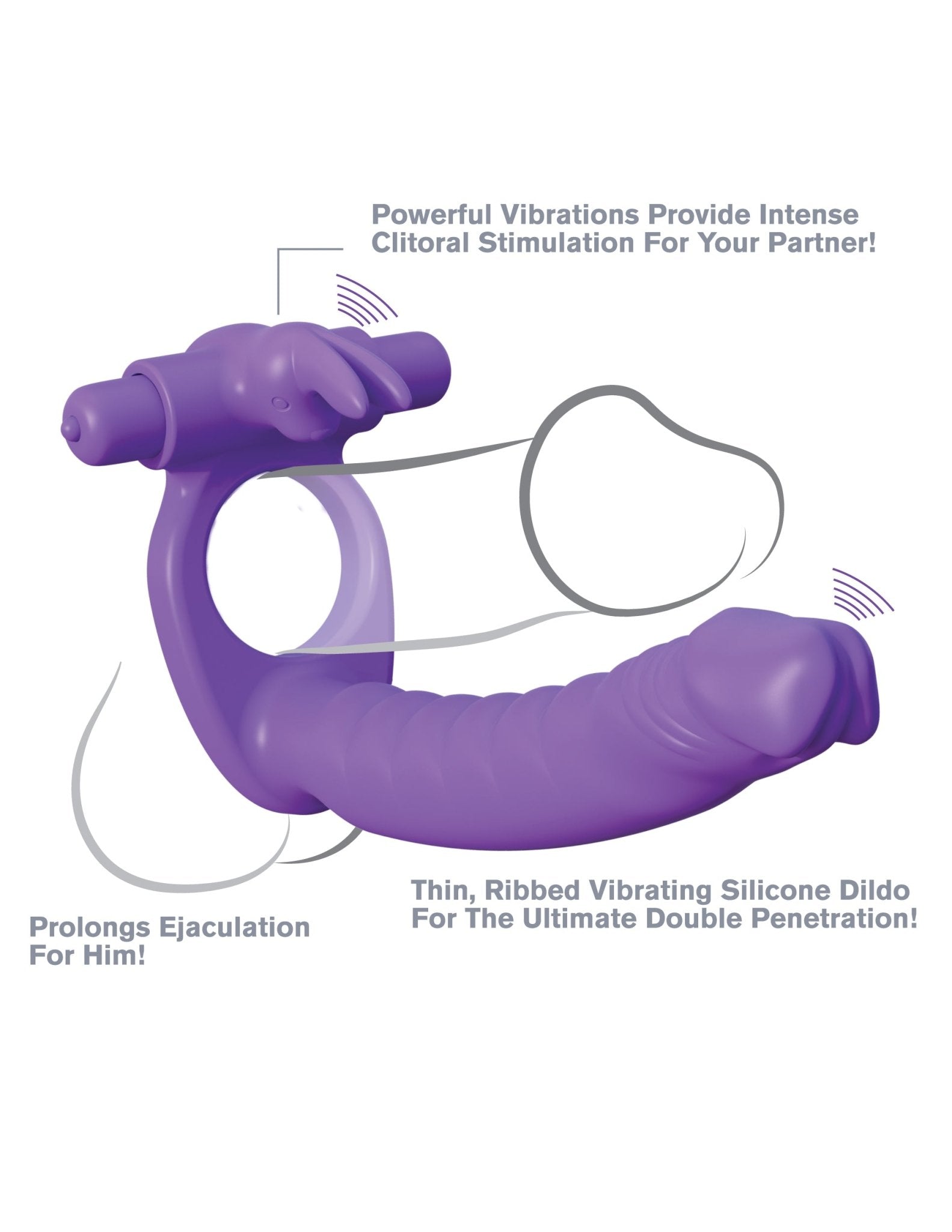 Fantasy C - ringz Silicone Double Pene Rabbit - Purple | Shop Lowest Prices at Funlove.com