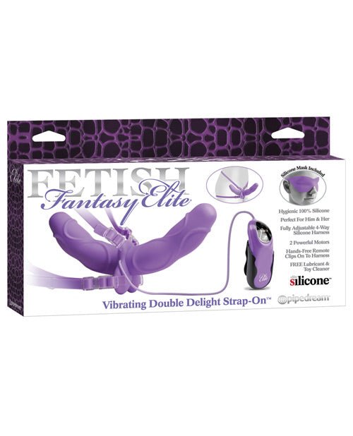 Fetish Fantasy Elite Vibrating Double Delight Strap On W/mask - Purple | Shop Lowest Prices at Funlove.com