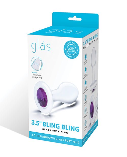 Glas 3.5" Bling Bling Glass Butt Plug - Clear | Shop Lowest Prices at Funlove.com