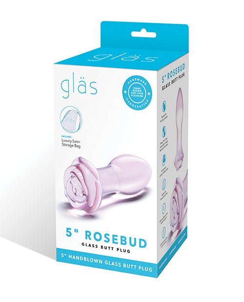 Glas 5" Rosebud Glass Butt Plug | Shop Lowest Prices at Funlove.com