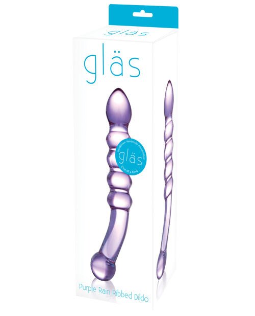 Glas 8.5" Purple Rain Ribbed Glass Dildo | Shop Lowest Prices at Funlove.com
