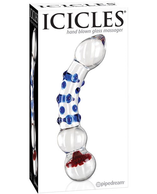 Icicles No. 18 Hand Blown Glass Massager - Clear W/blue Knobs | Shop Lowest Prices at Funlove.com