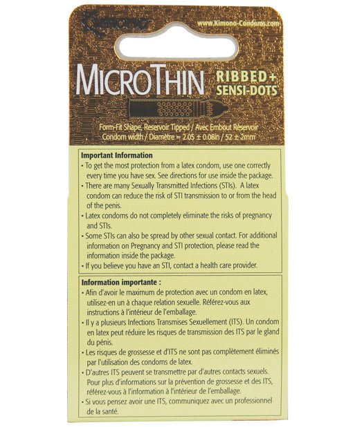 Kimono Textured Ribbed+sensi Dots Condom - Box Of 3 | Shop Lowest Prices at Funlove.com