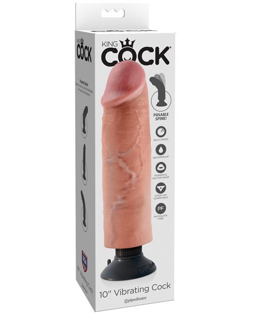 King Cock 10" Vibrating Cock - Flesh | Shop Lowest Prices at Funlove.com