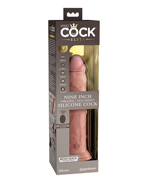 King Cock Elite 9" Dual Density Vibrating Silicone Cock W/remote | Shop Lowest Prices at Funlove.com