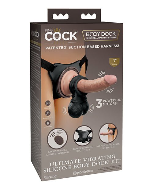 King Cock Elite Ultimate Vibrating Silicone Body Dock Kit with Remote | Shop Lowest Prices at Funlove.com