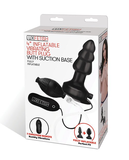 Lux Fetish 4" Inflatable Vibrating Butt Plug With suction Base | Shop Lowest Prices at Funlove.com
