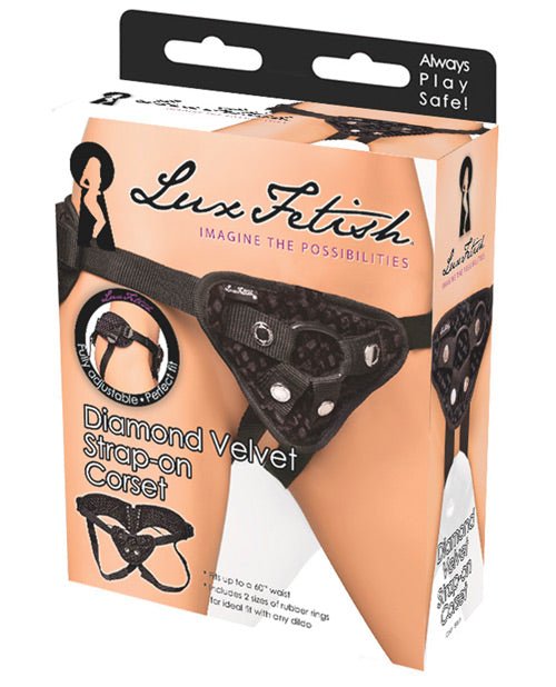 Lux Fetish Diamond Velvet Strap - on Corset - Black | Shop Lowest Prices at Funlove.com