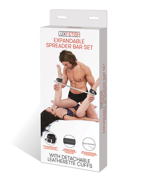 Lux Fetish Expandable Bar Spreader Set W/leatherette Cuffs | Shop Lowest Prices at Funlove.com