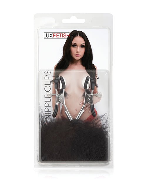 Lux Fetish Feather Nipple Clips - Black | Shop Lowest Prices at Funlove.com