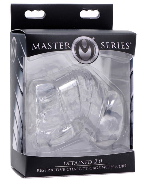 Master Series Detained 2.0 Restrictive Chastity Cage W/nubs - Clear | Shop Lowest Prices at Funlove.com