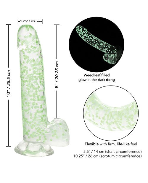 Naughty Bits I Leaf Dick Glow In The Dark Weed Leaf Dildo | Shop Lowest Prices at Funlove.com
