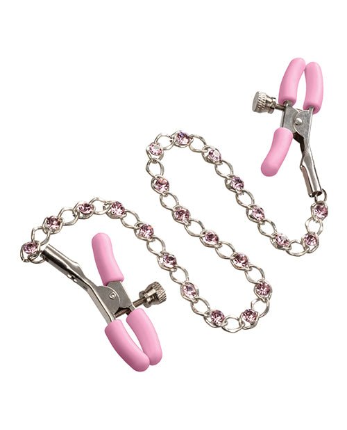 Nipple Play Crystal Chain Nipple Clamps - Pink | Shop Lowest Prices at Funlove.com