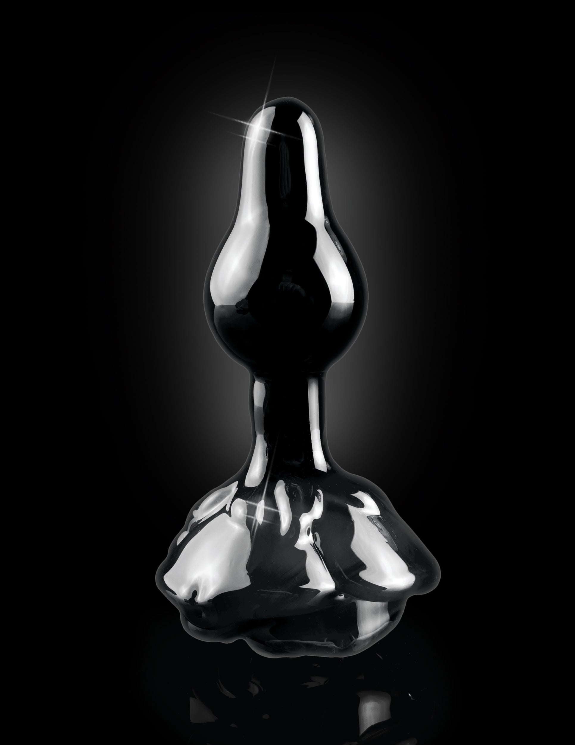 Icicles No. 77 Hand Blown Glass Rose Butt Plug - Black