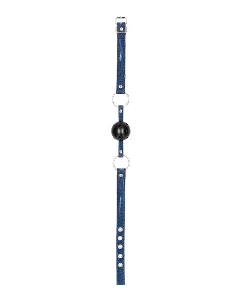 Shots Ouch Breathable Ball Gag W/denim Straps | Shop Lowest Prices at Funlove.com