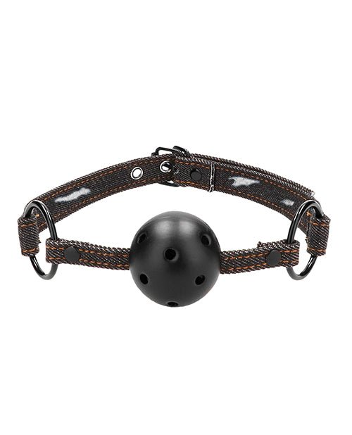 Shots Ouch Breathable Ball Gag W/denim Straps | Shop Lowest Prices at Funlove.com