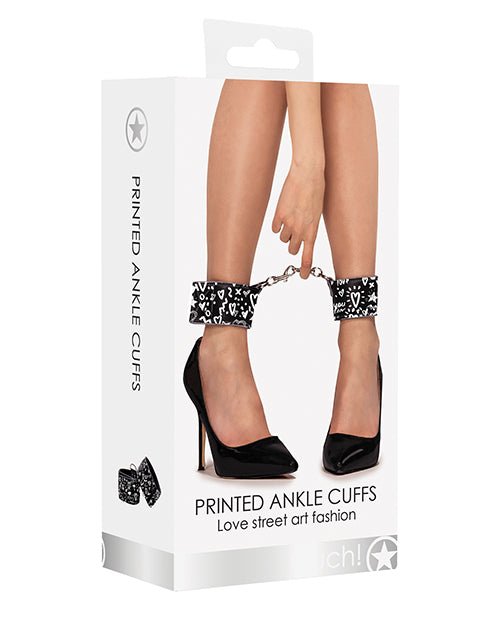 Shots Ouch Love Street Art Fashion Printed Ankle Cuffs - Black | Shop Lowest Prices at Funlove.com