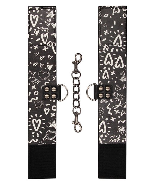 Shots Ouch Love Street Art Fashion Printed Ankle Cuffs - Black | Shop Lowest Prices at Funlove.com