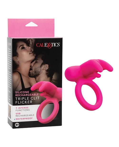 Silicone Rechargeable Triple Clit Flicker - Pink | Shop Lowest Prices at Funlove.com