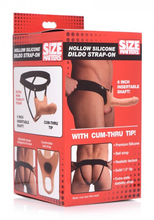 Size Matters Sm Hollow Silicone Dildo Strap On - Flesh | Shop Lowest Prices at Funlove.com