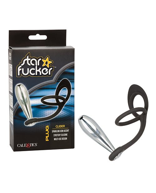 Star Fucker Glider Gem Plug W/silicone Enhancer - Black | Shop Lowest Prices at Funlove.com