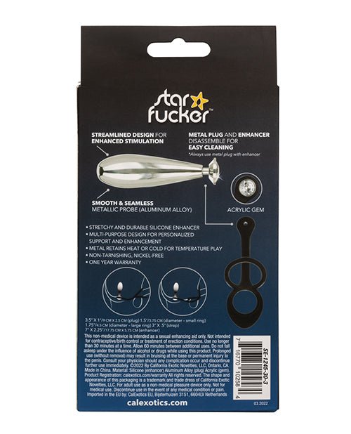Star Fucker Glider Gem Plug W/silicone Enhancer - Black | Shop Lowest Prices at Funlove.com