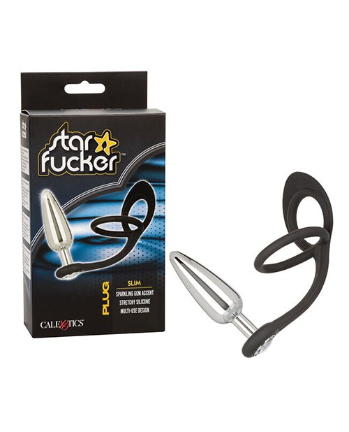 Star Fucker Slim Gem Plug W/silicone Enhancer - Black | Shop Lowest Prices at Funlove.com