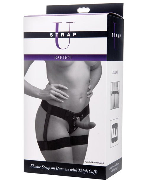 Strap U Bardot Elastic Strap - on Harness W/thigh Cuffs | Shop Lowest Prices at Funlove.com