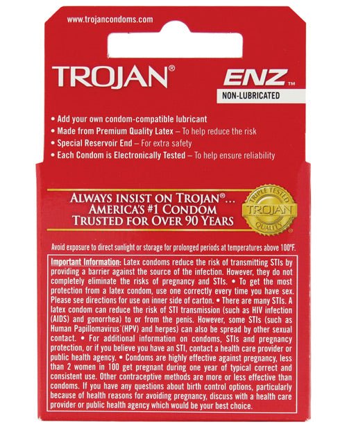 Trojan Enz Non - lubricated - Box Of 3 | Shop Lowest Prices at Funlove.com