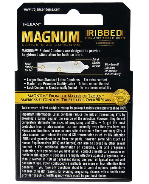 Trojan Magnum Ribbed Condoms | Shop Lowest Prices at Funlove.com